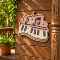 Ornement musical en contreplaqué peuplier découpé au laser 3D en forme de touches de piano, personnalisé ODM, pour la vente en gros, cadeau de la Fête des Mères, conforme CPSC, DDP