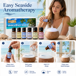 SHEOSEA Coffret de 6 Huiles Essentielles Tropicales pour Vacances, Parfums Noix de <span class=keywords><strong>Coco</strong></span>, Ananas, Brise Marine pour Diffuseur - Product Image 3