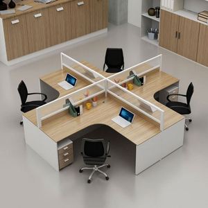 Para estación de trabajo de 4 a 6 personas, combinación de barrera, muebles de oficina clásicos modulares, escritorio de oficina, sillas y mesas de oficina - Product Image 3