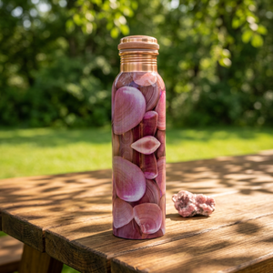 Botella de Agua Metálica con Diseño de Conchas Rosadas Estilo Bohemio, con Tapa, Portátil, para Bebidas al Aire Libre, para Viajes, CORAASCO INTERNATIONAL - Product Image 1