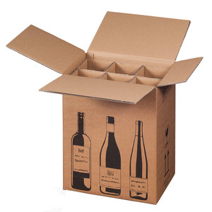 Boîte d'emballage personnalisée en carton ondulé à 5 plis, 10 pièces, emballage en carton pour 6 bouteilles de vin