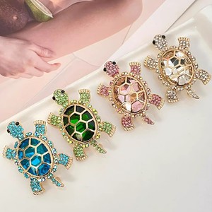 Broche de Aleación con Cristales de Imitación en Forma de Tortuga para Mujer, Accesorio para Abrigo, Fiesta o Boda - Product Image 1