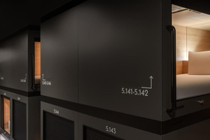 แคปซูลนอน KSL All Black สำหรับผู้ใหญ่คนเดียว พร้อมม่านกันเสียงแบบดึงลง โครงเหล็ก เหมาะสำหรับโฮสเทลเยาวชน - Product Image 3