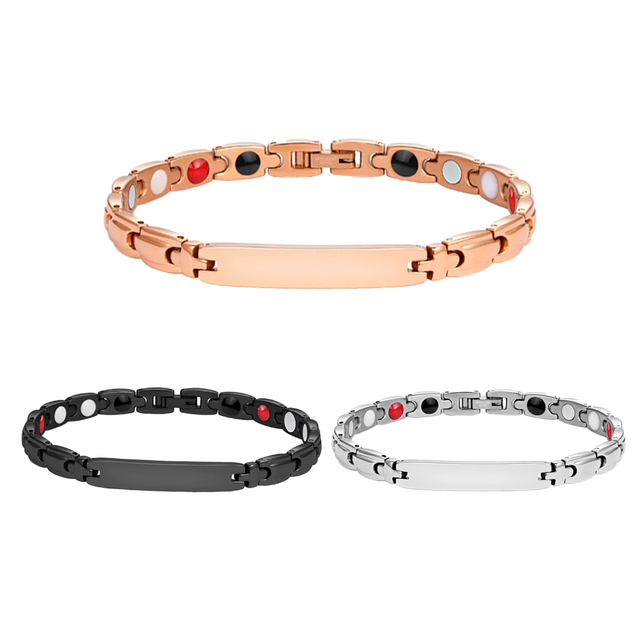 Multi - Color Titanium Steel Magnetic Therapy Bracelet with Germanium, Far Infrared & Negative Ion