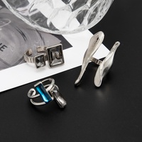 Ensemble de bagues superposées en métal fluide à motif vague abstrait pour femme, bijoux minimalistes pour le quotidien, accessoires de déclaration, cadeau