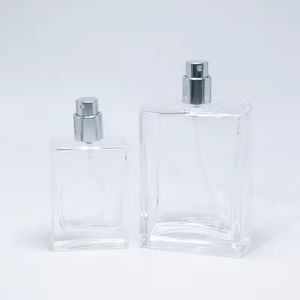 Flacons de parfum vides en verre rectangulaires vintage de 30 ml, 50 ml, 100 ml avec bouchon en bois - Product Image 3