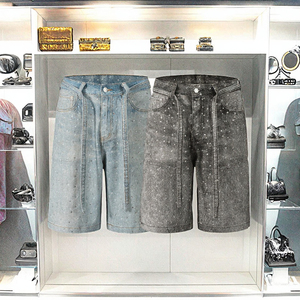 Shorts in Denim personalizzato Y2K da uomo <span class=keywords><strong>lunghi</strong></span> Jorts <span class=keywords><strong>neri</strong></span> oversize - Product Image 3