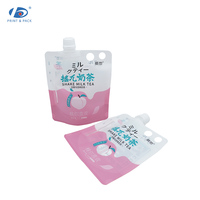 Pochette souple personnalisée avec bec verseur pour emballage de thé au lait, sachet d'emballage liquide en PET/PE avec buse