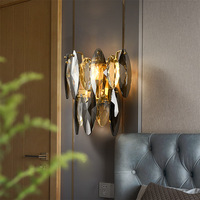 Applique Murale Moderne de Luxe en Cristal, Verre Gris Fumé, Éclairage Décoratif pour Chambre, Salon, Mur de Fond et Escalier