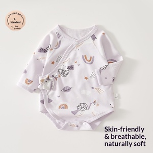 Pijama de algodón sin costuras para bebé, cálido, artesanal, para las cuatro estaciones, ropa de <span class=keywords><strong>recién</strong></span> nacido, mono triangular, pelele, traje para gatear - Product Image 5