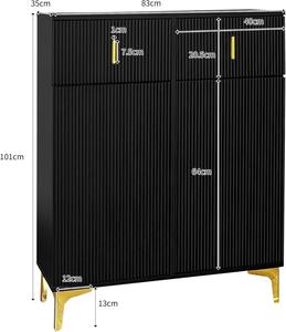 Conjunto <span class=keywords><strong>de</strong></span> Perchero <span class=keywords><strong>de</strong></span> Madera Contemporáneo para Entrada <span class=keywords><strong>de</strong></span> Hotel con 8 Ganchos, Banco Acolchado y Almacenamiento para Zapatos - Acabado Negro - Product Image 5