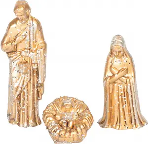 بوليريسين/تمثال راتنج الذهب لهجة العائلة المقدسة 2.5 بوصة الراتنج التماثيل ، مجموعة 12 قطعة