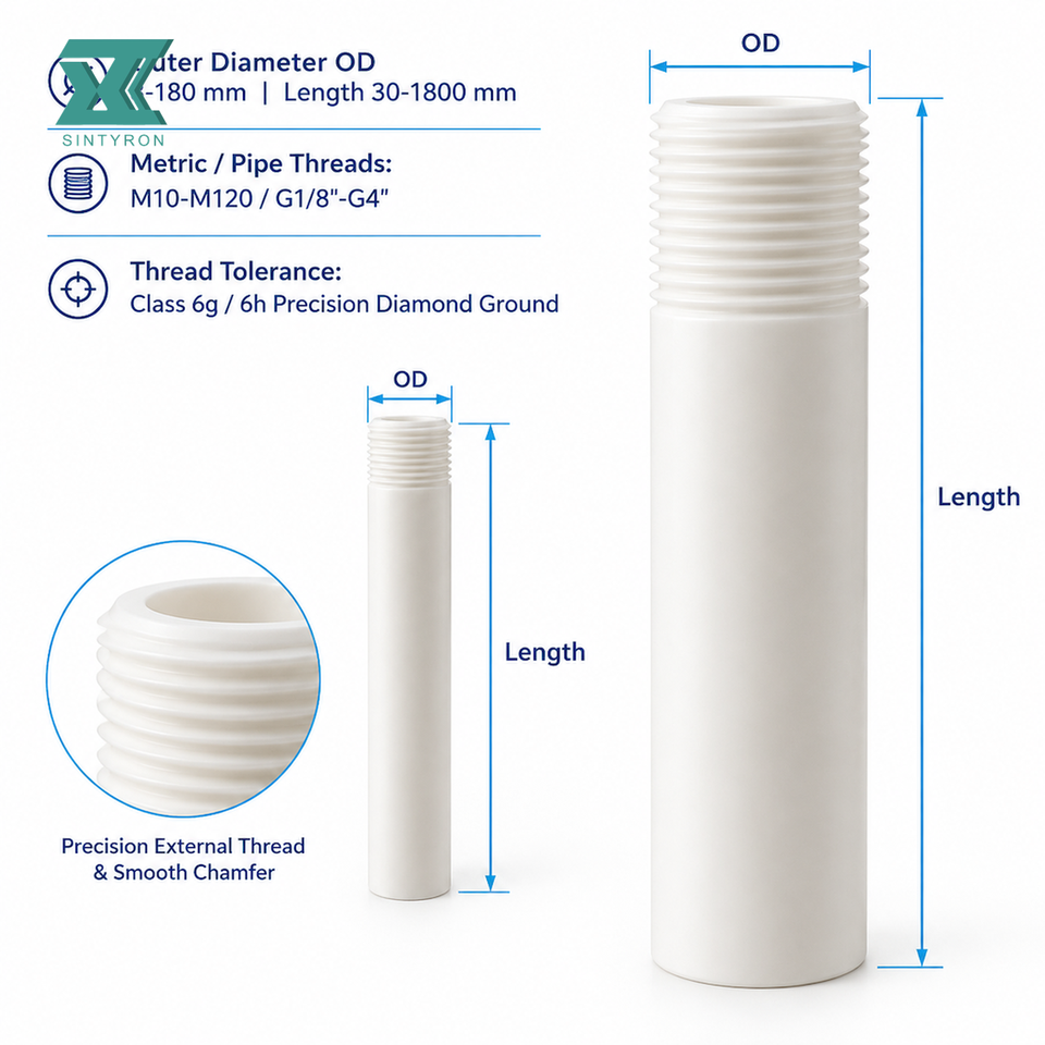 99% Alumina Ceramic Tube with Single End Thread High Temp 1600C Vacuum ...