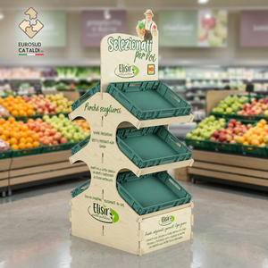 Espositore in legno EUROSUD Made in Italy in betulla altezza 185 cm per frutta e verdura e supermercati - Product Image 3