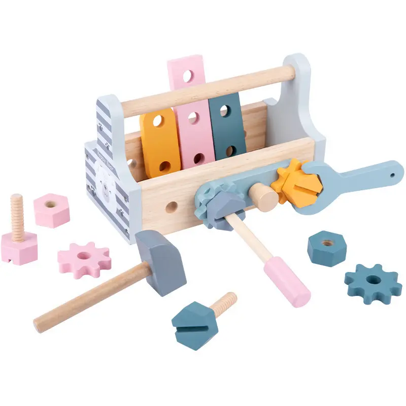 Kids Wooden Toolbox Montessori Educational Toys For 3 Year Pretend Play Set Preschool Toy For Christmas Repair Tool Toy For Boys