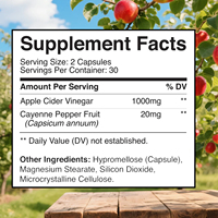 Capsules de complexe de vinaigre de cidre de pomme de marque privée pour une digestion saine, détoxification, nettoyage, extrait de poivre de Cayenne, pilules de perte de poids