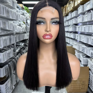 Vente en gros Ombre 2x6 Transparent HD Lace Closure Bone Straight brut vietnamien Double Drawn coupe courte Bob perruques de <span class=keywords><strong>cheveux</strong></span> humains - Product Image 3