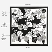 Foulard carré en fausse soie pour femme, 110x110cm (45 pouces), châle de mode, couvre-tête, logo personnalisé, OEM ODM 1014D