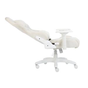 Silla de juego de carreras de terciopelo blanco puro con estación de trabajo con reposabrazos 2D silla de oficina ejecutiva con asiento de látex - Product Image 4