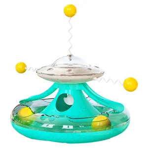 Pet Supplies pet happy turntable cat toy spring tumbler funny cat stick leaking food track ball self-hey toy