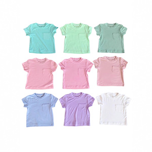 T-shirt bébé en bambou uni à manches courtes, vêtements fins d'été pour nourrissons et tout-petits, chemises en bambou - Product Image 5