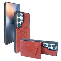 Dompet Kulit PU Tipis, Tempat Kartu, Casing Ponsel untuk Seri Samsung, Minimalis, Kantong Belakang, Anti Benturan, Pelindung Lensa Terangkat