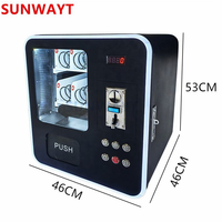 Mini distributeur automatique de table pour snacks, à monnayeur et cartes, en métal noir, personnalisable pour centre commercial