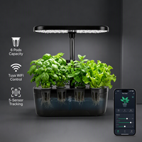 Système de culture hydroponique de bureau intelligent à 6 modules pour semis, kit de jardin domestique intelligent avec contrôle électronique par bouton, pots inclus