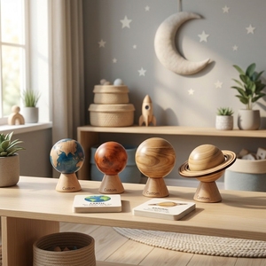 <span class=keywords><strong>Juego</strong></span> Educativo de Astronomía Montessori Personalizado de Madera con Sistema Solar, Globo Planetario y Tarjetas de Control de 3 Partes - Product Image 3