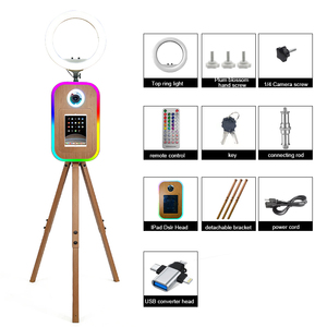 Trépied professionnel rétro pour photographie, support selfie en bois grainé pour iPad, DSLR, cabine photo - Product Image 4