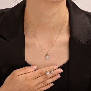 Ensemble de boucles d'oreilles et collier en cuivre nacré brillant, forme goutte d'eau, micro-incrustation, bijoux de fête pour femmes, mode de luxe - Product Image 2