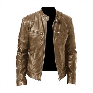 Veste en cuir véritable et toile pour homme, qualité supérieure, style européen, veste de motard tendance, imperméable à l'avant, prix d'usine - Product Image 4