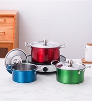 Ensemble de casseroles en acier inoxydable poli miroir, 3 pièces, avec poignée à oreilles courbées, couvercle à bouton sphérique, cylindre profond, compatible induction et gaz