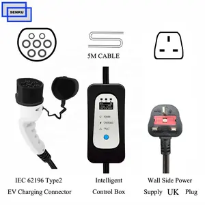 EV Sạc Nhanh Type2 Xe Điện Charger Anh Cắm 8A 10A 13A Có Thể Điều Chỉnh Mức Độ 2 EV Pin Sạc