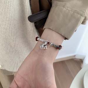 Crown Shaped Red <b>Rope</b> <b>Bracelet</b> S925 Sterling Silver Unisex Jewelry Gift - Product Image 4
