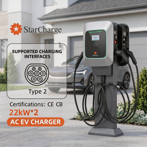 Starcharge Saturn 44kW Dual Port Type 2 OCPP 16J IP55 Smart Wallbox for Workplace Parking Commercial AC EV <b>Charger</b> Station - Product Image 1