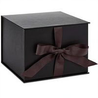 Couvercle de boîte cadeau rectangulaire moyenne (noir, 7 pouces, Chine) pour mariages, remises de diplômes, anniversaires, fête des pères, garçons d'honneur