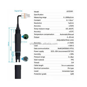 एक्वैरियम और जल उपचार में प्रवाहकीय स्तर माप के लिए डिजिटल आरs485 मॉडबस वाटर कंडक्टिविटी सेंसर 4-20ma - Product Image 2