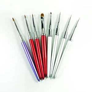 Silver Metal Handle 100% Pure Kolinsky Hair Acrylic Nail Brush Crimped Ferrule Design Wholesale Salon Powder <b>Builder</b> Brush - Product Image 4