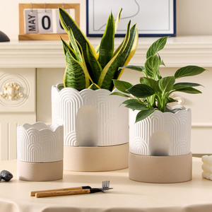 Vaso Autoirrigante in Ceramica da 8/6/4,5 Pollici con Foro di Drenaggio e Serbatoio d'Acqua <span class=keywords><strong>per</strong></span> <span class=keywords><strong>Piante</strong></span> da Interno ed Esterno - Product Image 3