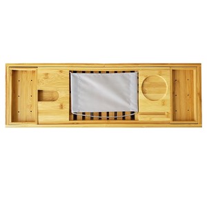 Étagère de salle de bain autoportante rectangulaire en bambou 70105X22X4, durable, pour rangement dans la baignoire - Product Image 1