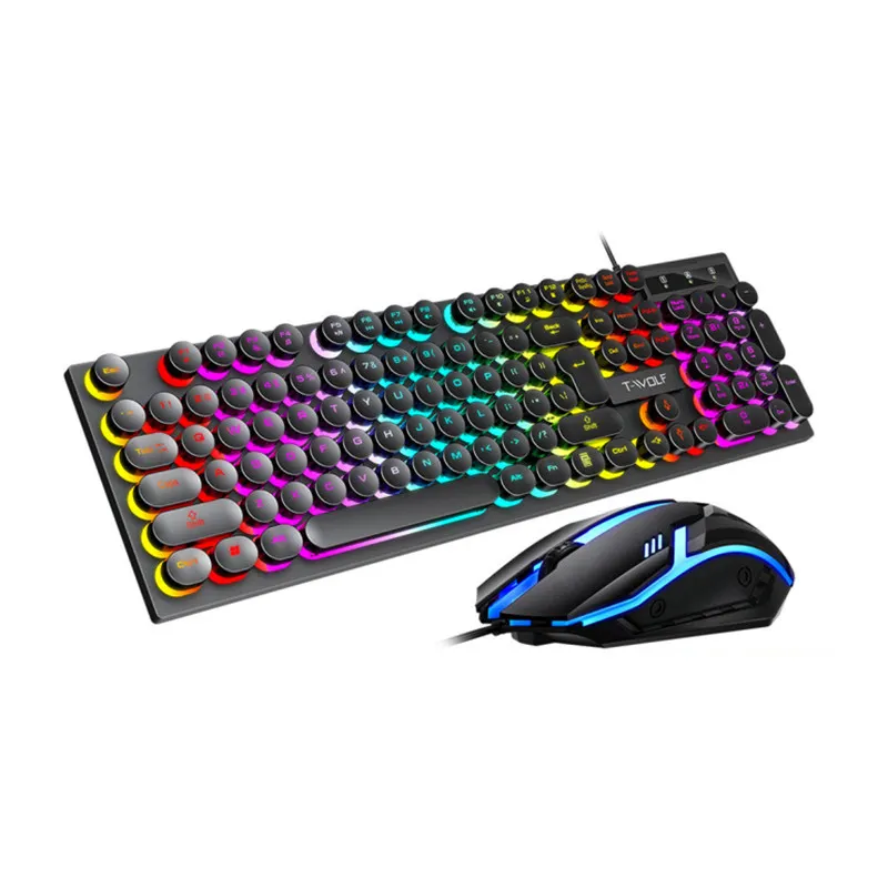 Cheap retro backlit set 104 keys OEM keyboard gamer rainbow LED RGB wired pc computer gaming keyboard with mouse