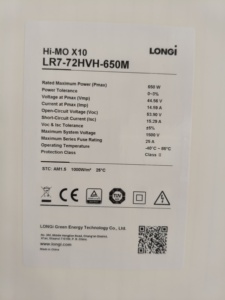 Panel Solar Monocristalino LONGi HiMO 10 645W 650W 660W 670W HPBC 2.0 LR7-72HVH para Generación de Energía en Techos Comerciales y Residenciales - Product Image 5