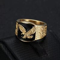 Bague pour homme en acier inoxydable 304, motif aigle chauve ailé, plaqué or rose, style hip-hop, haute qualité, nouvelle mode, vente en gros personnalisée, idéal comme cadeau