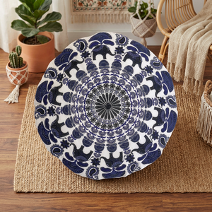 Taie d'oreiller non tissée brodée de mandala rond en gros pour l'usage décoratif d'hôtel d'hôpital à la maison dans la méditation de yoga - Product Image 4