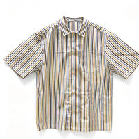 Chemise d'été pour homme à manches courtes, col rabattu, décontractée, infroissable, respirante, à rayures verticales personnalisées, boutonnée, en coton