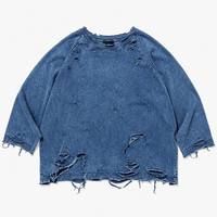 T-shirt de basket vintage déchiré à la main, manches 3/4, bords effilochés, style grunge streetwear