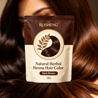 Herbal Dark Brown Henna Powder for Hair Dye, Natural Dark Brown Hair Color No Ammonia Custom Package