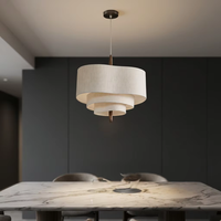 Lampe suspendue LED moderne et simple, hauteur réglable, lustre en bois, lampe suspendue en tissu pour la maison, la chambre à coucher, la salle à manger, le bar, la cuisine