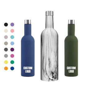Marble Color Insulated 25oz Wine Bottle and 12oz Wine Tumbler Cups with Lids Custom Gift Set Wine Chiller Stainless Steel